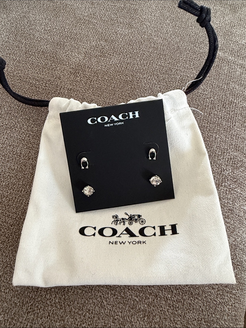 Coach Silver Tone Stud Earring Set